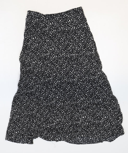 Ro&Zo Womens Black Geometric Viscose Peasant Skirt Size 6 Zip