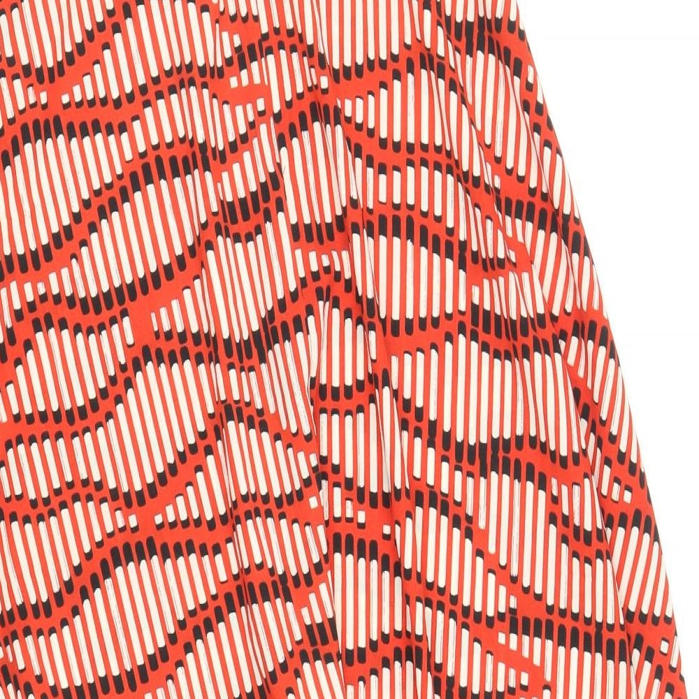 Topshop Womens Red Geometric Polyester Swing Skirt Size 8 Zip