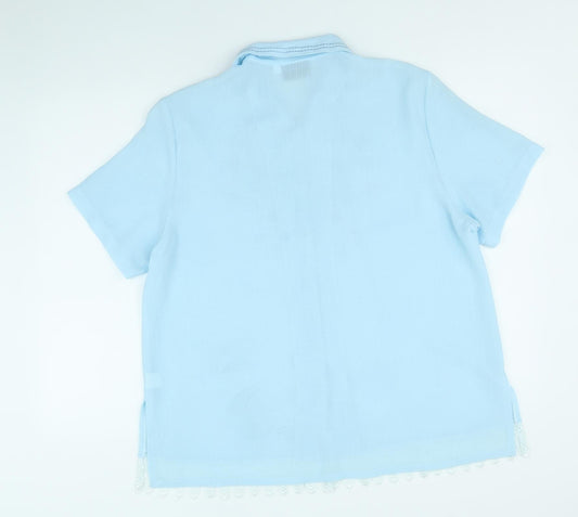 Adam Collection Womens Blue Polyester Basic Button-Up Size 18 Collared