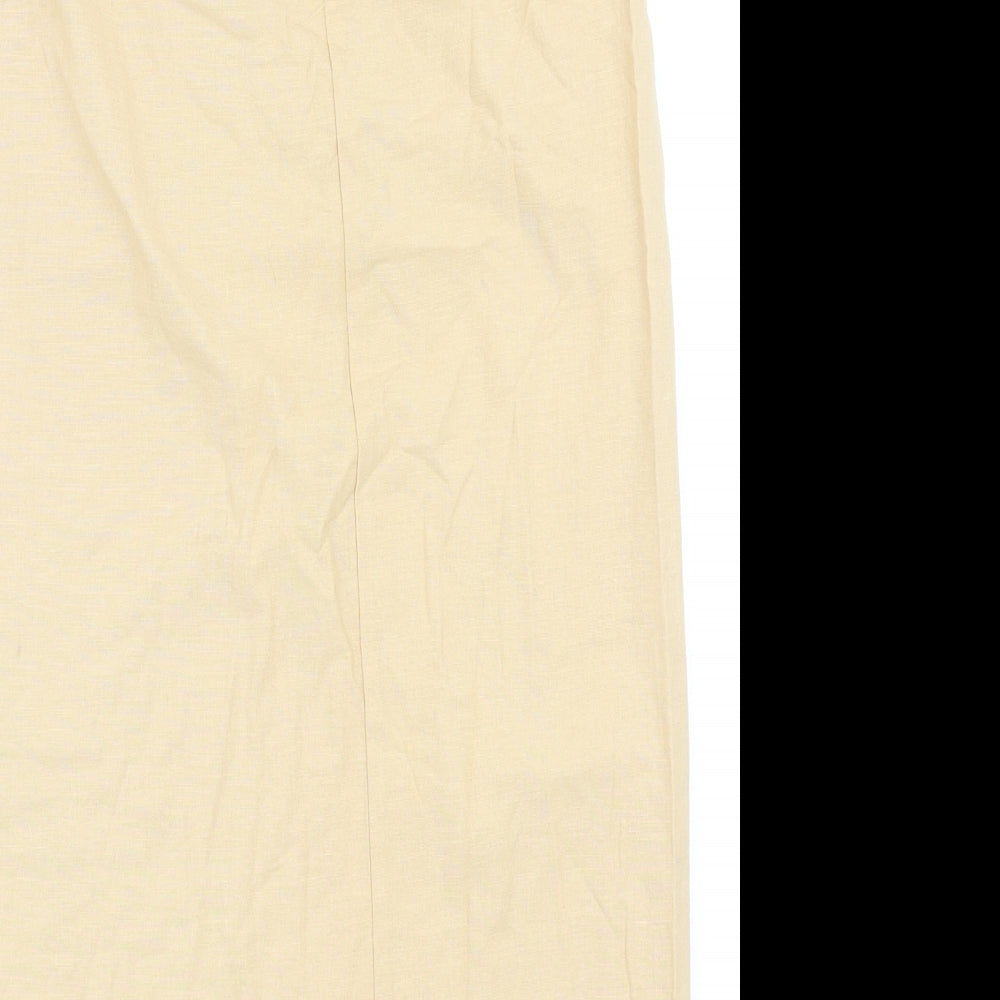 Zara Womens Beige Cotton Straight & Pencil Skirt Size M Zip
