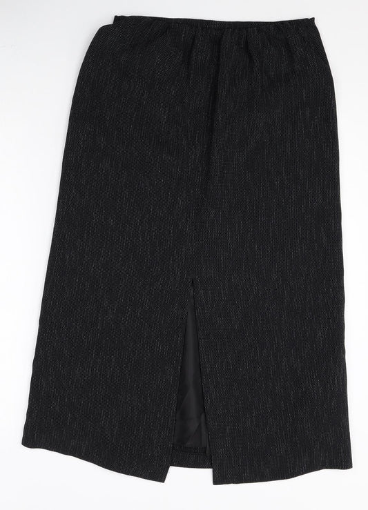 Preworn Womens Black Polyester Straight & Pencil Skirt Size 12 Zip