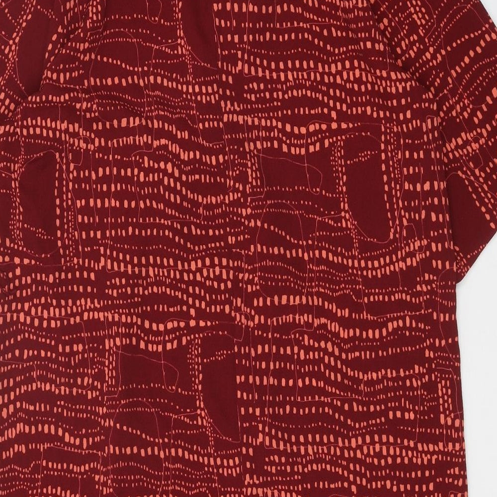 Monki Womens Red Geometric Polyester Shift Size S Collared Button