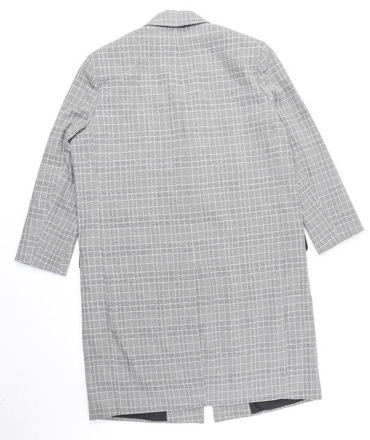 ASOS Womens Grey Plaid Overcoat Coat Size 10 Button