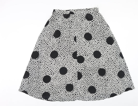 Preworn Womens White Polka Dot Polyester Swing Skirt Size 32 in Zip