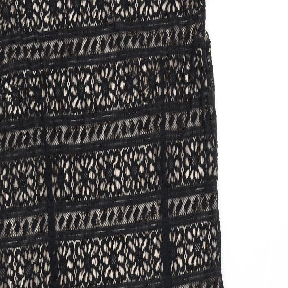 Marks and Spencer Womens Black 100% Cotton Pencil Dress Size 8 Square Neck Pullover