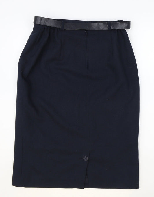 vroom and desmond Womens Blue Polyester Straight & Pencil Skirt Size 32 in Zip - Belt Included