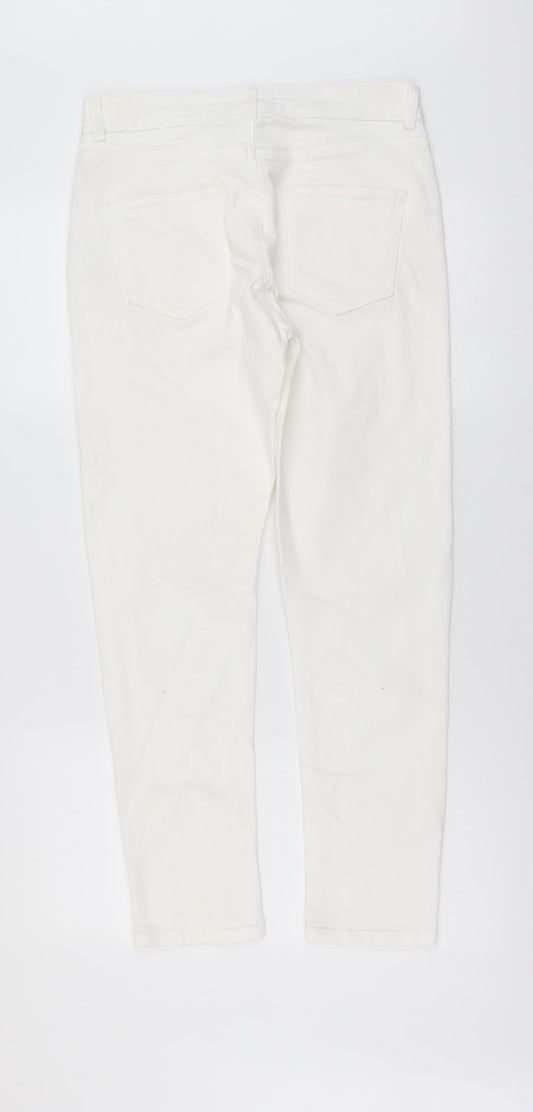 Corey Womens White Cotton Straight Jeans Size 10 L27 in Regular Button