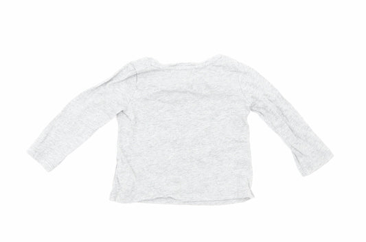Gap Girls Grey Cotton Basic T-Shirt Size 12-18 Months Round Neck Pullover - Unicorn Print