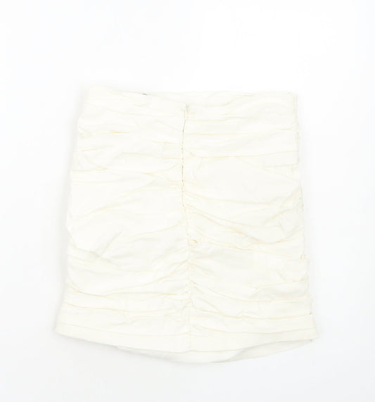 Zara Womens Ivory Cotton Bandage Skirt Size M Zip