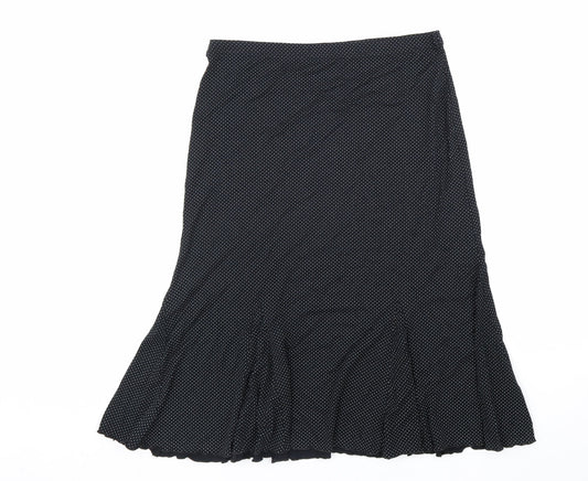 Ann Marrie Womens Black Polka Dot Viscose A-Line Skirt Size 14 Hook & Loop