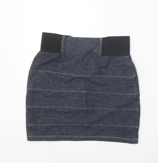 Topshop Womens Blue Striped Cotton Bandage Skirt Size 10