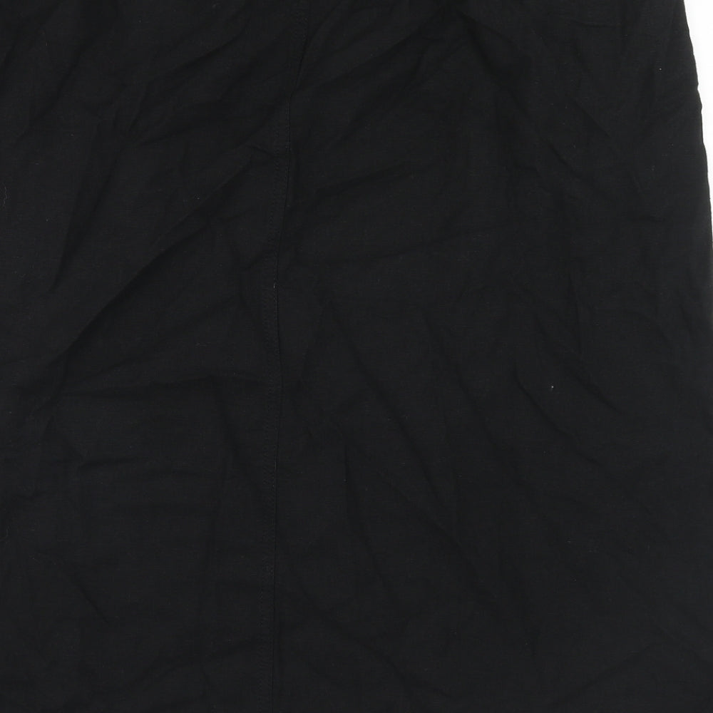 Marks and Spencer Womens Black Linen Straight & Pencil Skirt Size 24 Drawstring