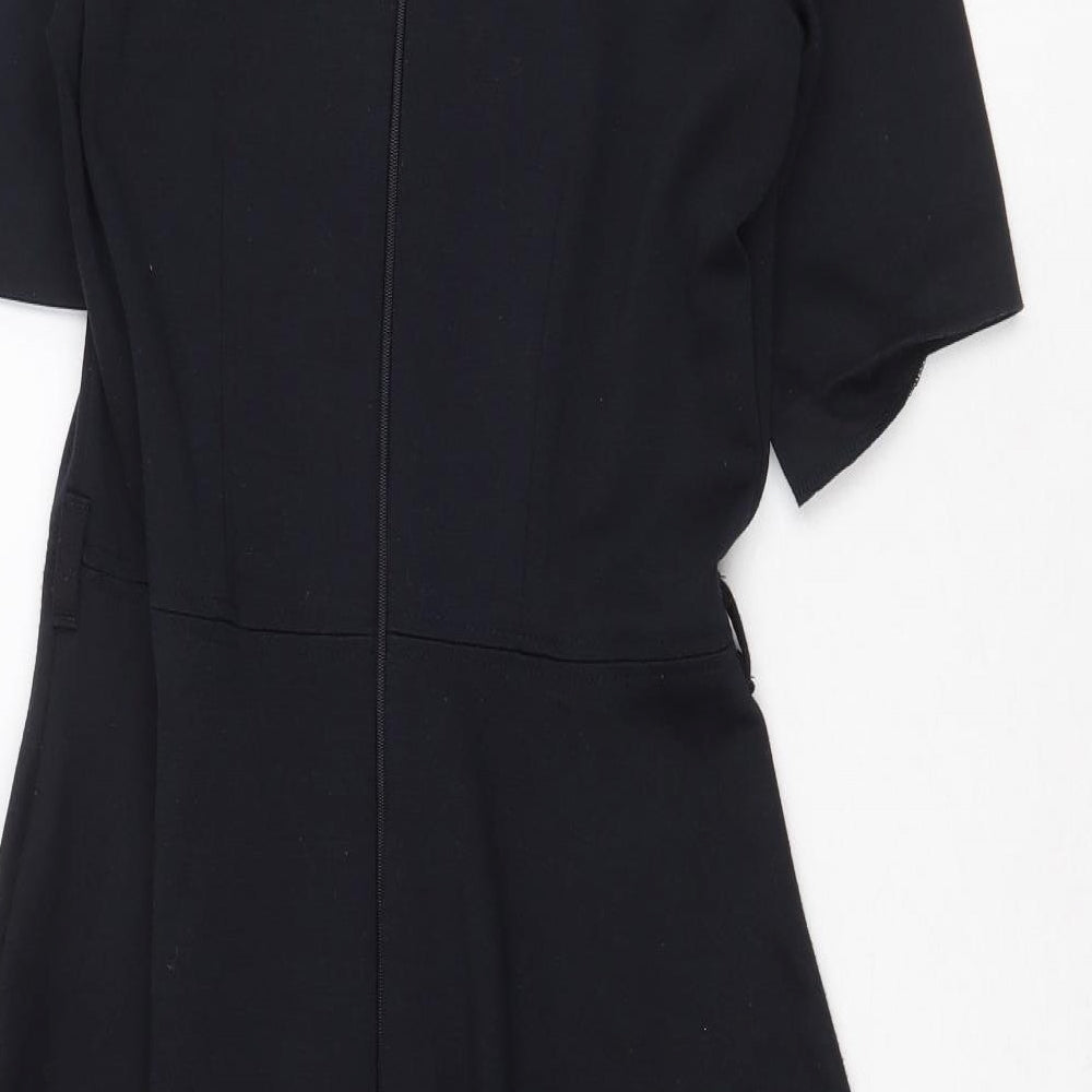 ASOS Womens Blue Polyester Fit & Flare Size 10 Boat Neck Zip