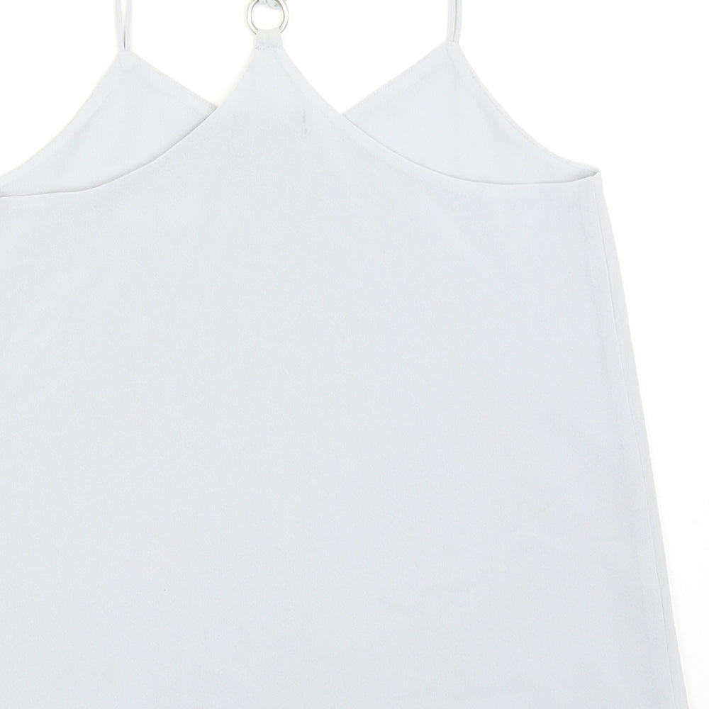 New Look Womens Grey Polyester Basic Tank Size 8 V-Neck