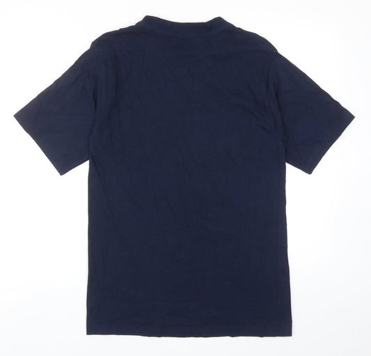 Ad Tex Womens Blue Polyester Basic T-Shirt Size M Round Neck