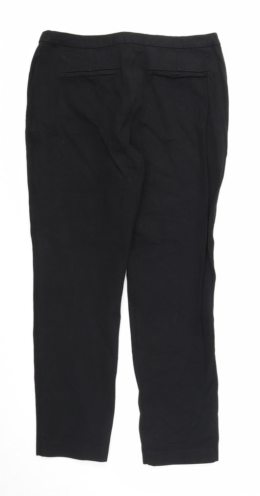 John Lewis Womens Black Cotton Dress Pants Trousers Size 12 Regular Zip