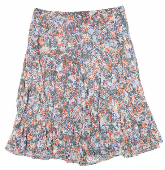 Marks and Spencer Womens Grey Floral Polyester Swing Skirt Size 16 Hook & Loop