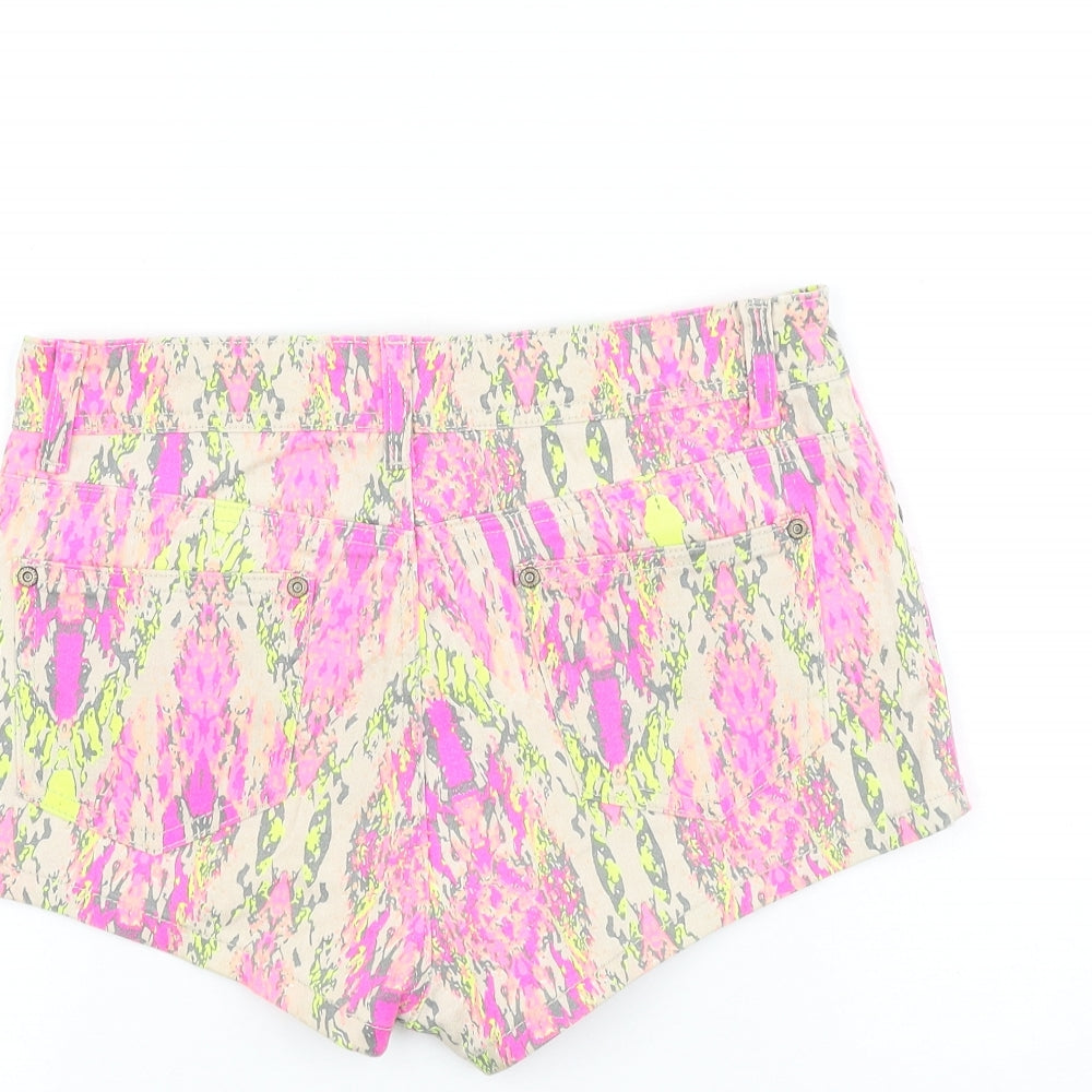 Parisian Collection Womens Multicoloured Geometric 100% Cotton Boyfriend Shorts Size 10 Regular Zip
