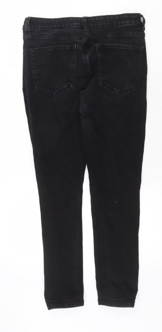 Marks and Spencer Womens Black Cotton Skinny Jeans Size 12 Regular Zip