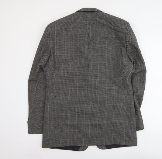 BHS Mens Brown Plaid Polyester Jacket Blazer Size L Regular