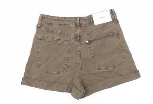 &Denim Womens Brown 100% Cotton Boyfriend Shorts Size 6 L3 in Regular Zip
