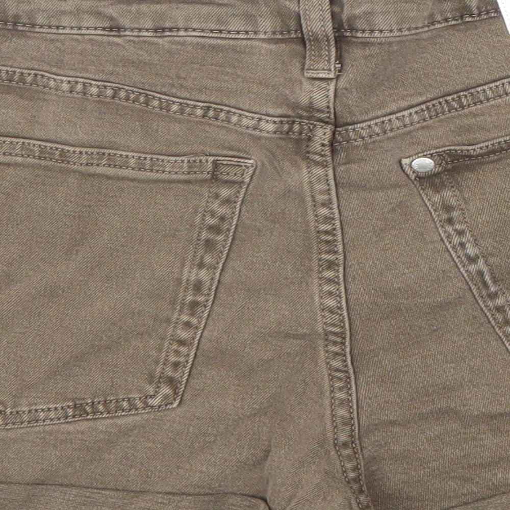 &Denim Womens Brown 100% Cotton Boyfriend Shorts Size 6 L3 in Regular Zip