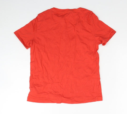 Gap Boys Red Cotton Basic T-Shirt Size 6-7 Years Round Neck Pullover - USA Print