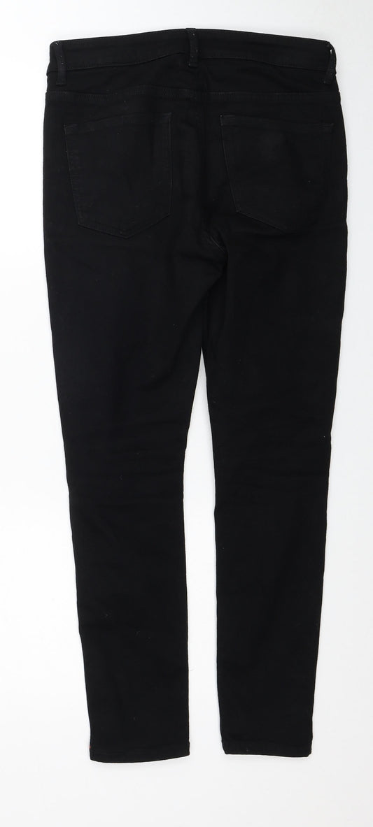 Marks and Spencer Womens Black Cotton Skinny Jeans Size 10 Regular Zip