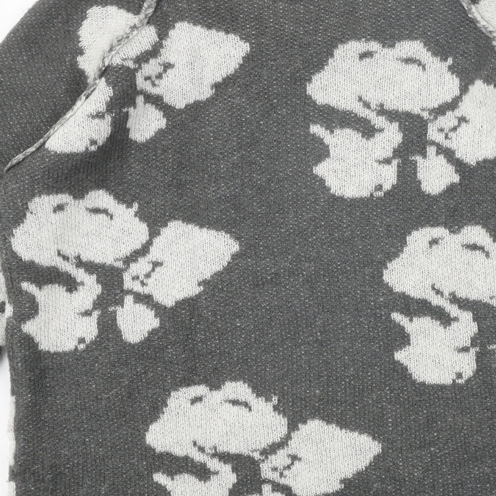Marks and Spencer Womens Grey Scoop Neck Geometric Acrylic Pullover Jumper Size 10