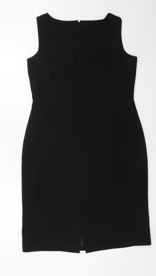 Suit Studio Womens Black Polyester A-Line Size 10 Scoop Neck Zip
