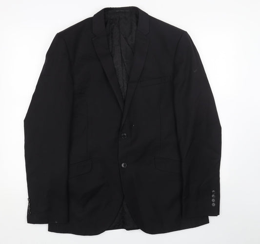 Paul Costelloe Mens Black Patent Leather Jacket Blazer Size 40 Regular