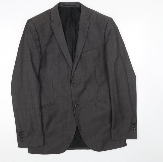 Paul Costelloe Mens Grey Patent Leather Jacket Blazer Size 38 Regular