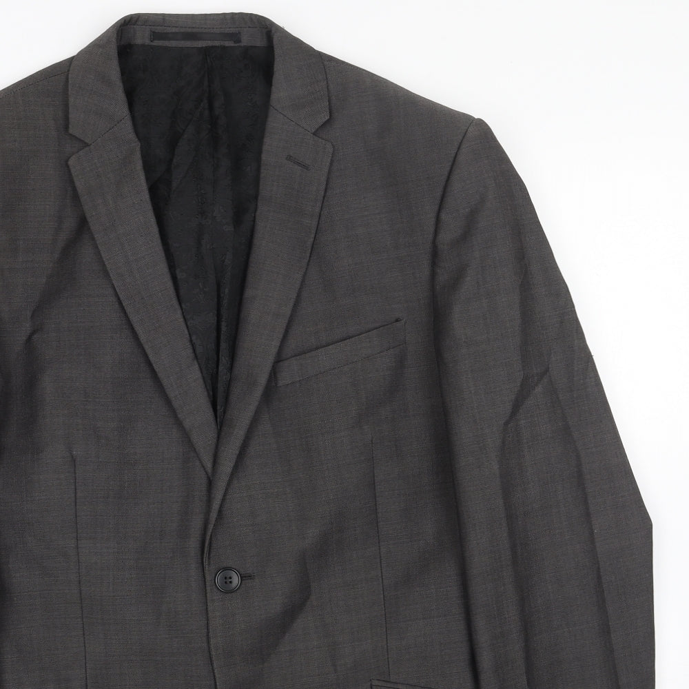 Paul Costelloe Mens Grey Patent Leather Jacket Blazer Size 38 Regular