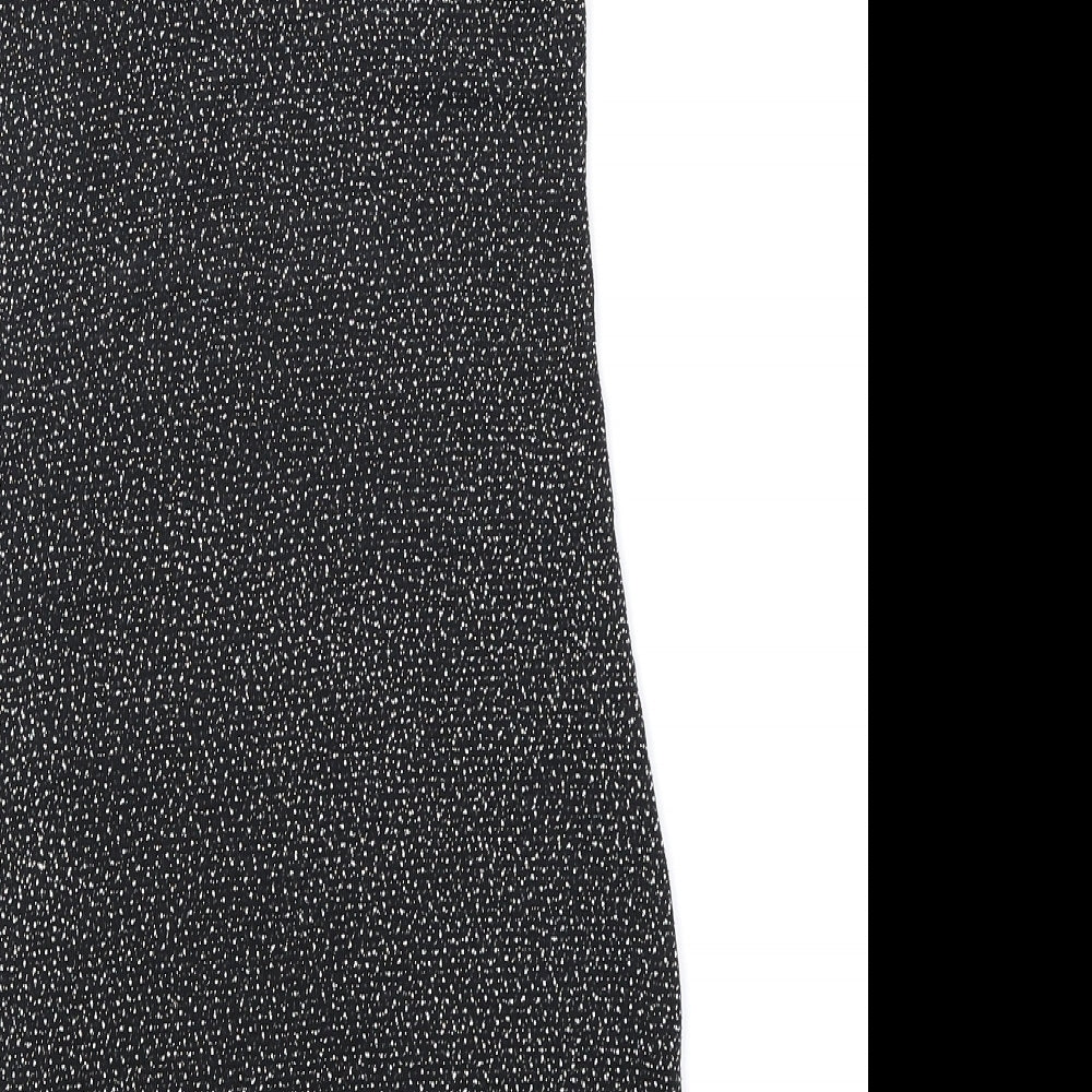 Pull&Bear Womens Black Geometric Polyimide Slip Dress Size XS V-Neck Pullover