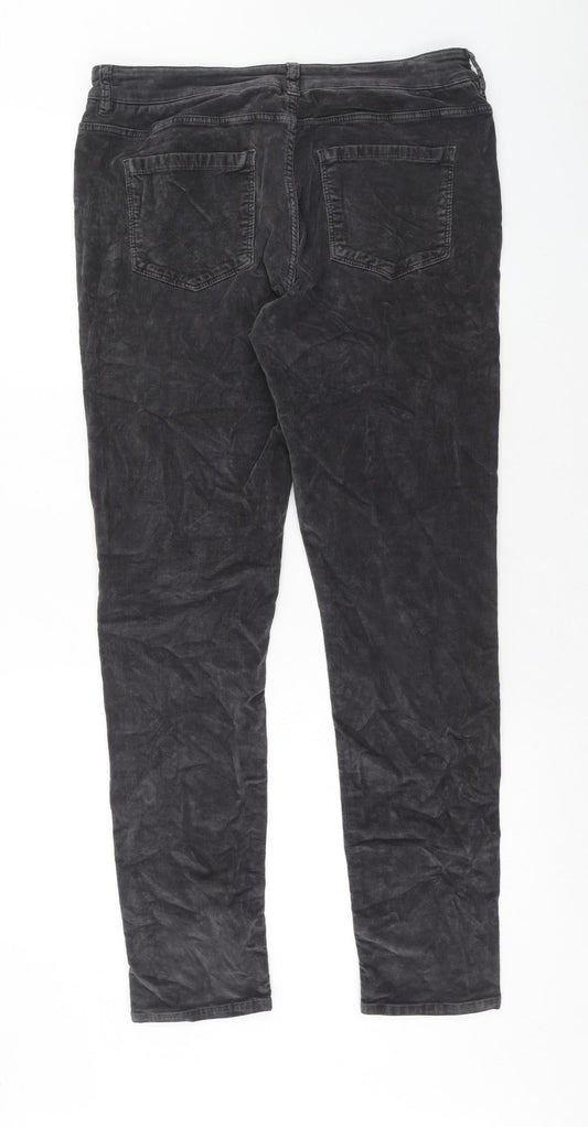 Crew Clothing Womens Grey Cotton Trousers Size 14 Regular Zip