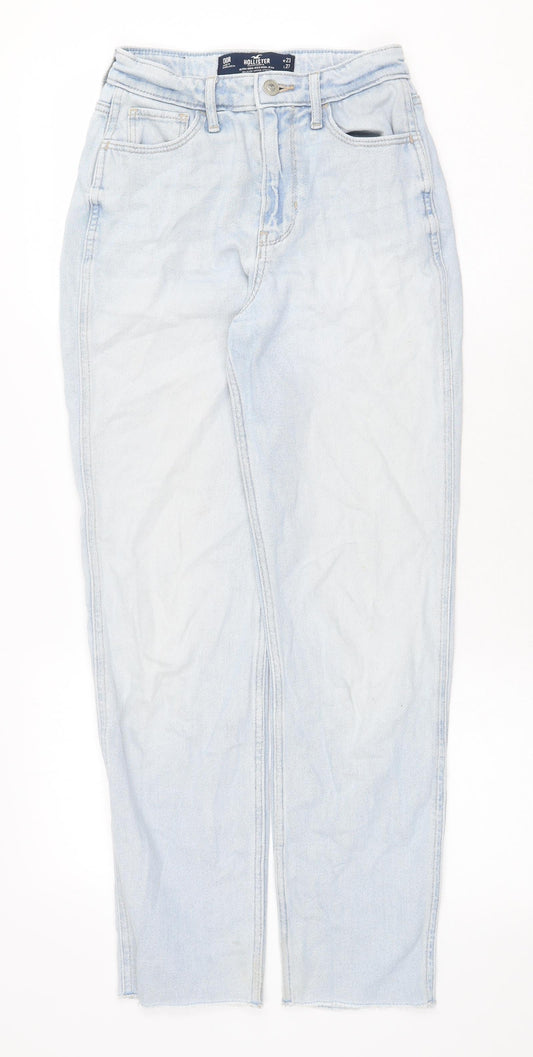 Hollister Womens Blue Cotton Straight Jeans Size 24 in Regular Zip
