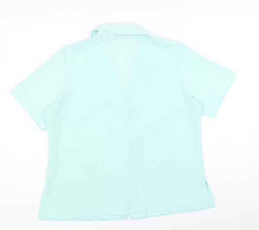 EWM Womens Blue Polyester Basic Tank Size 14 V-Neck