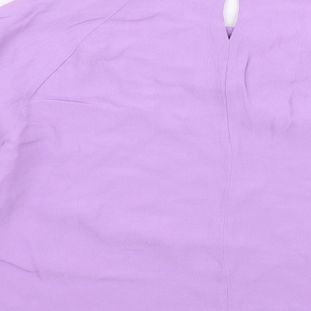 Papaya Womens Purple Viscose Cropped Blouse Size 12 Round Neck