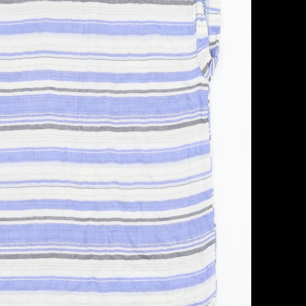 Matalan Womens Blue Striped Viscose Basic Tank Size 8 V-Neck