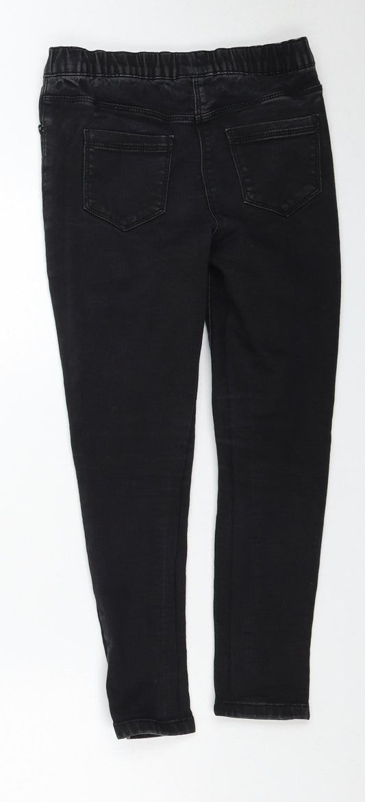 Matalan Girls Black Cotton Skinny Jeans Size 9 Months Regular Pullover