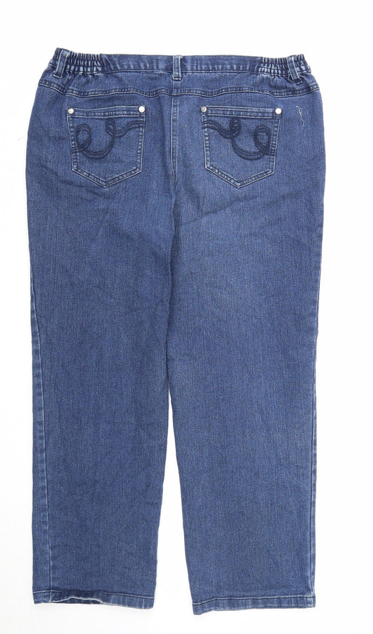 EWM Womens Blue Cotton Straight Jeans Size 14 Regular Zip