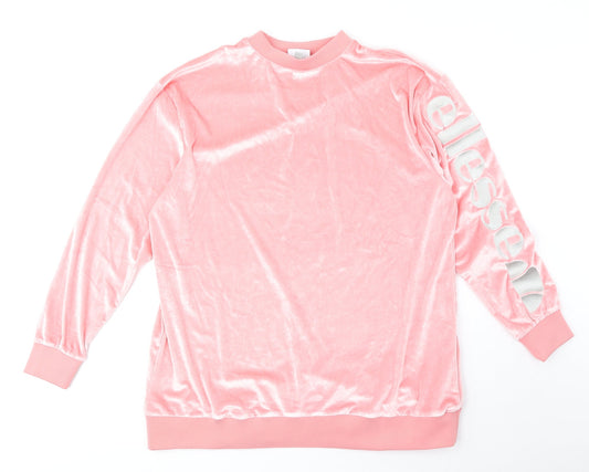 ellesse Womens Pink Round Neck Polyester Pullover Jumper Size 8