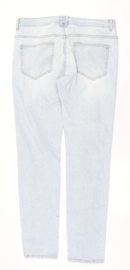 Denim Womens Blue Cotton Straight Jeans Size 34 in Regular Zip