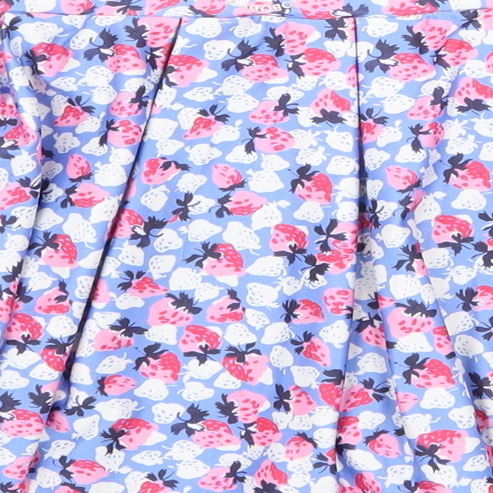Nobody's Child Womens Blue Geometric Polyacrylate Fibre Tulip Skirt Size 8 - Strawberry Pattern