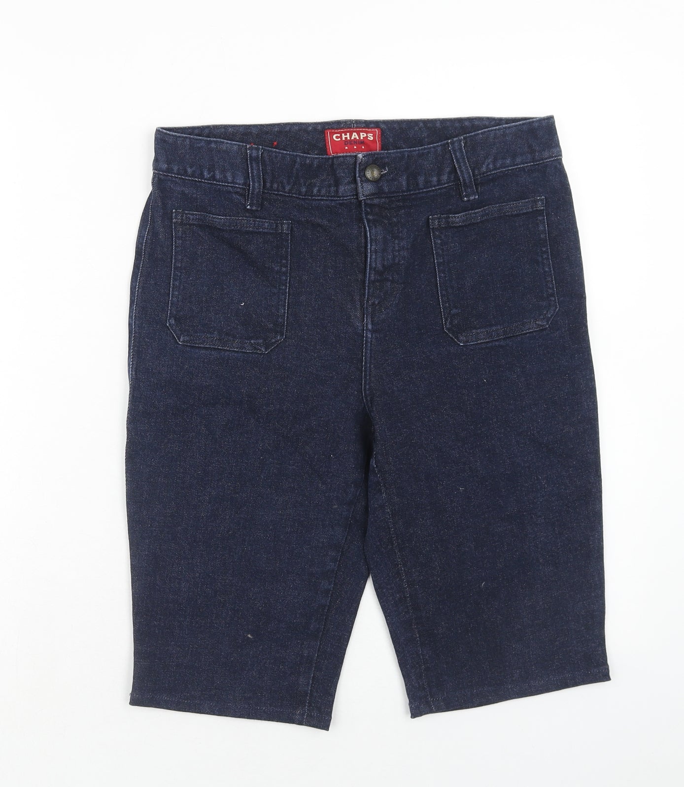 Chaps Womens Blue Cotton Skimmer Shorts Size M Regular Zip