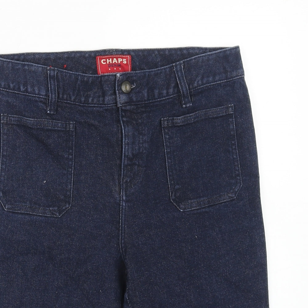 Chaps Womens Blue Cotton Skimmer Shorts Size M Regular Zip