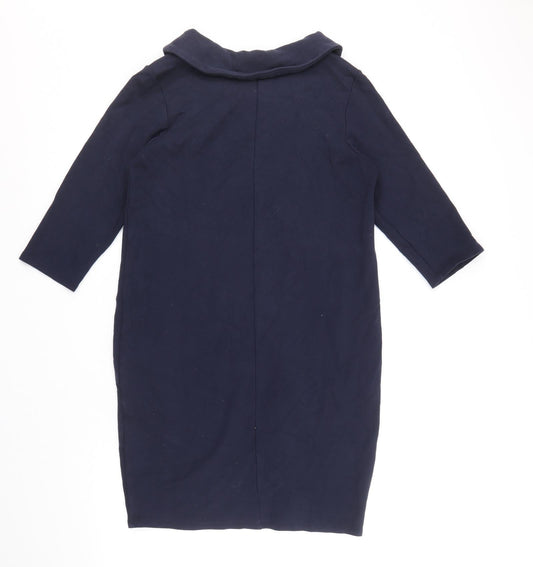 PURE Collection Womens Blue Viscose A-Line Size 14 Roll Neck Pullover
