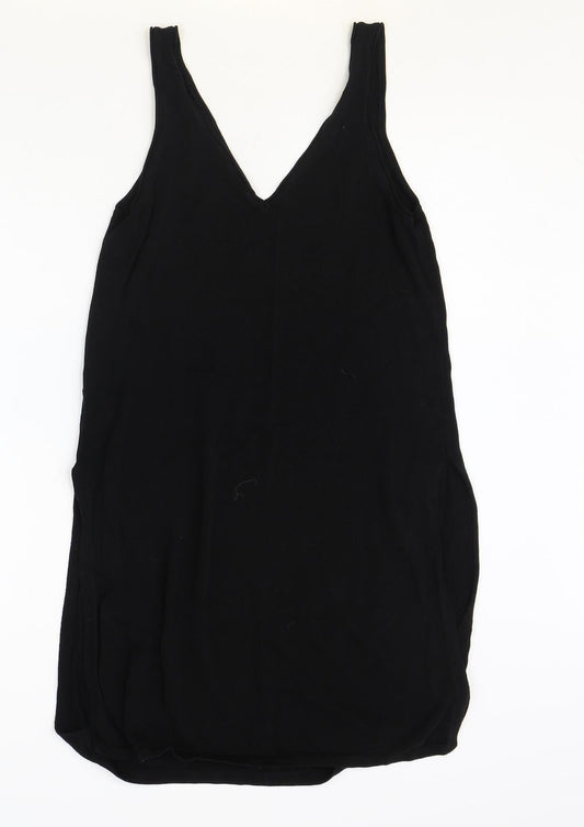 Lindex Womens Black Lyocell Shift Size S V-Neck Pullover