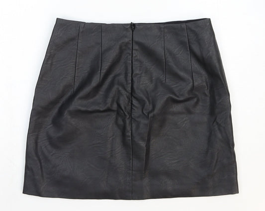 Topshop Womens Black Polyester Straight & Pencil Skirt Size 10 Zip