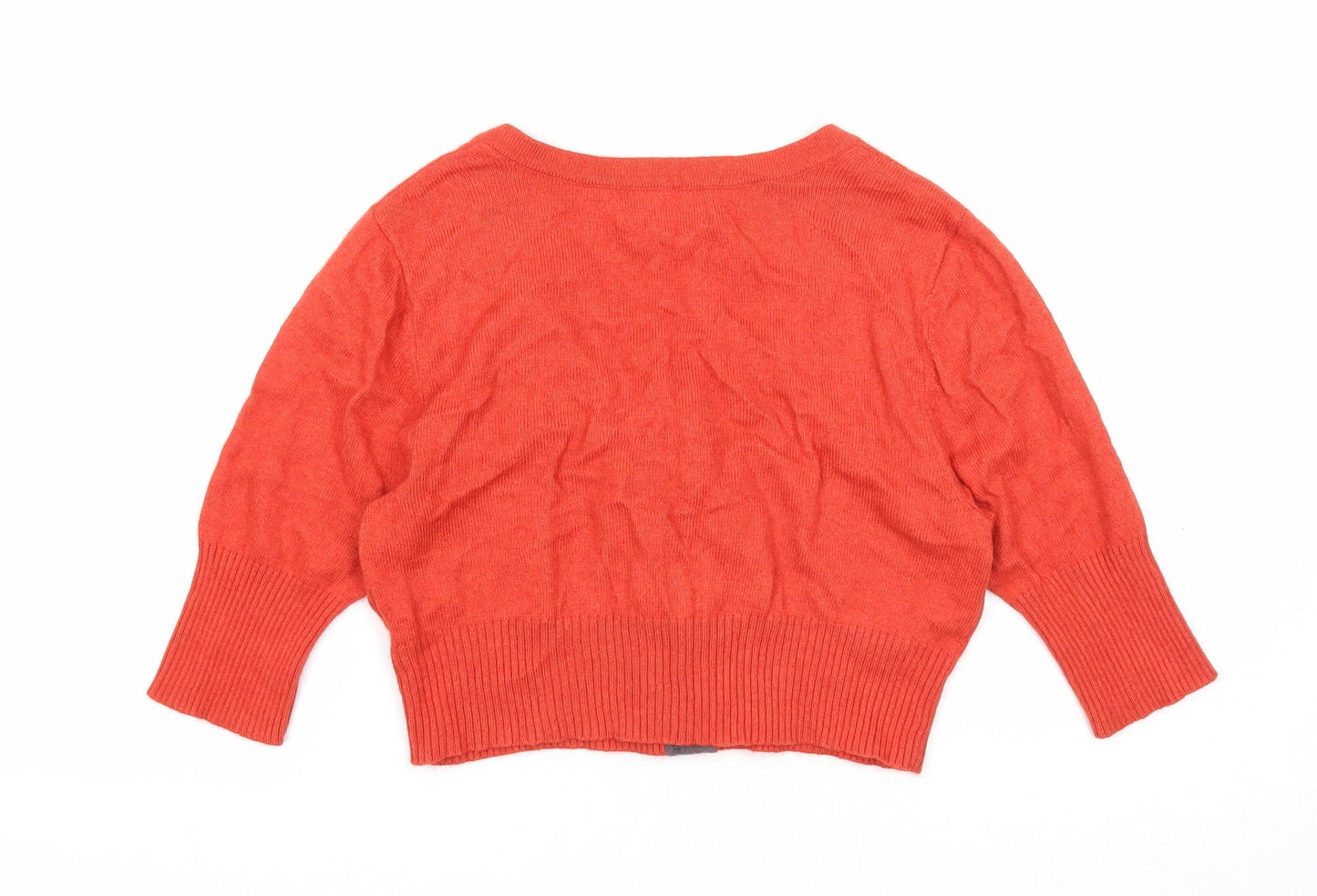 Fenn Wright Manson Womens Orange Round Neck Viscose Cardigan Jumper Size 8